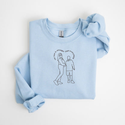 Custom Outline Portrait Embroidered Sweatshirt | Personalized Photo Line Art Crewneck