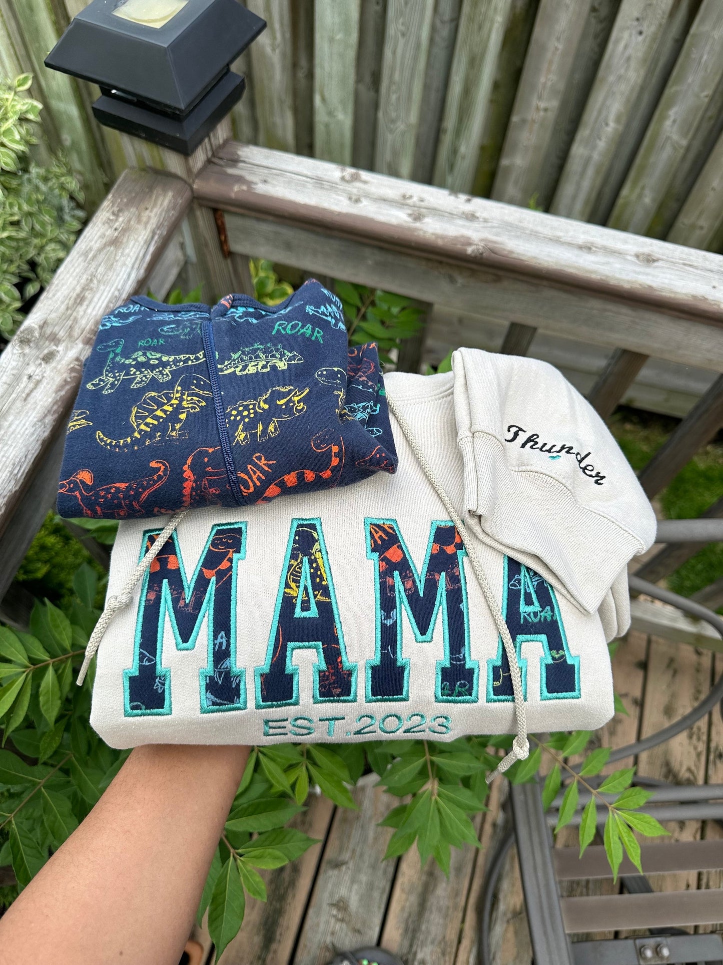 Custom Mama Portrait Sweatshirt – Personalized Embroidered Gift from Baby Onesie
