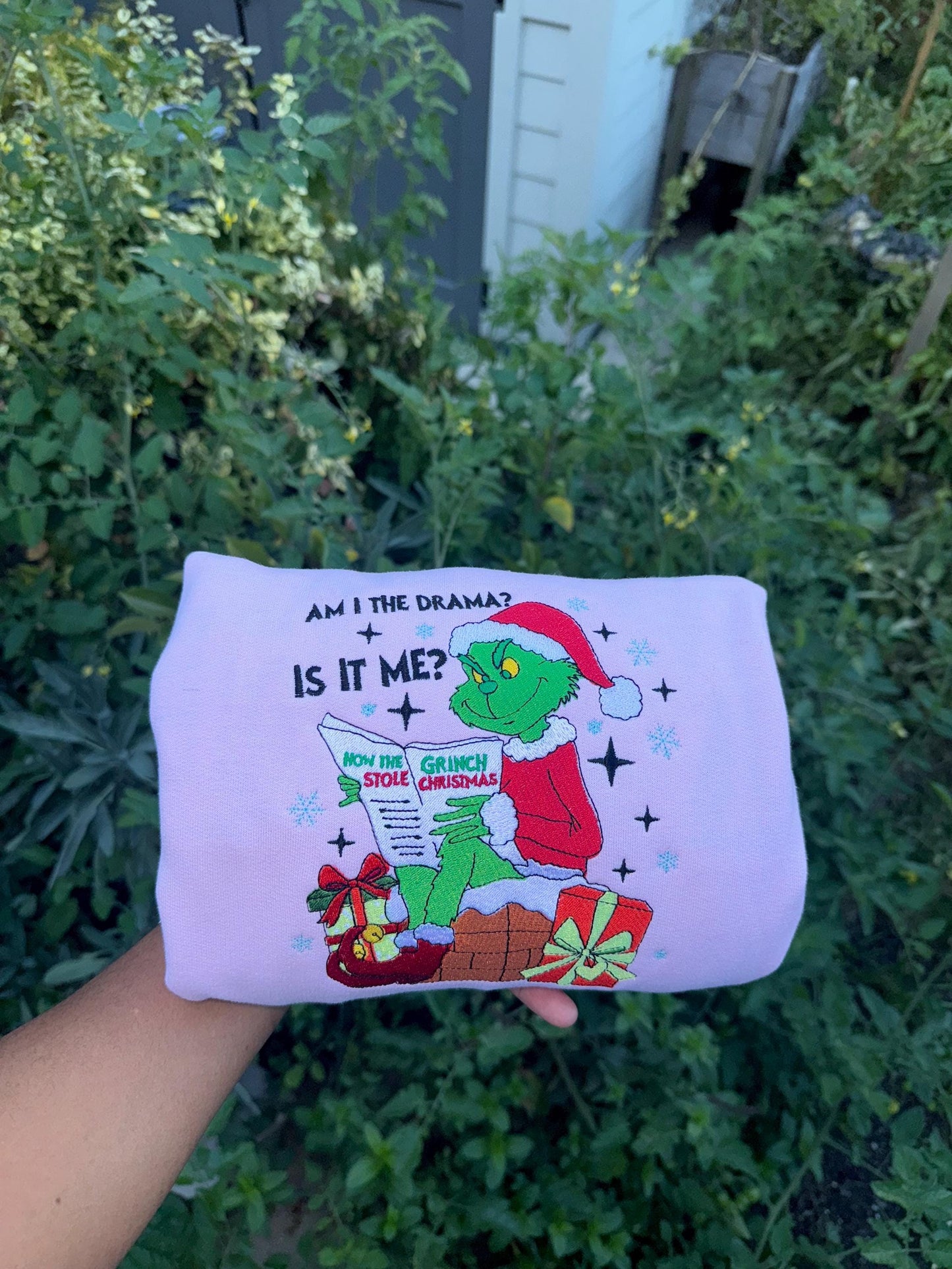 Sassy Holiday Drama Embroidered Crewneck & Hoodie – Funny Christmas Quote Sweatshirt