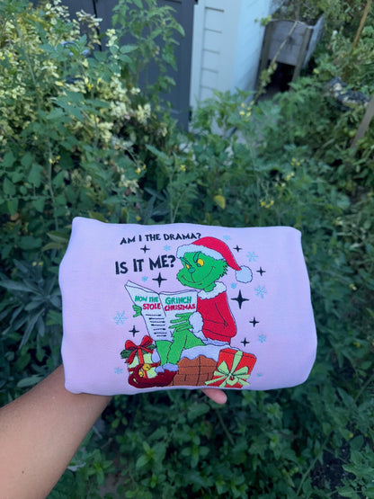 Sassy Holiday Drama Embroidered Crewneck & Hoodie – Funny Christmas Quote Sweatshirt