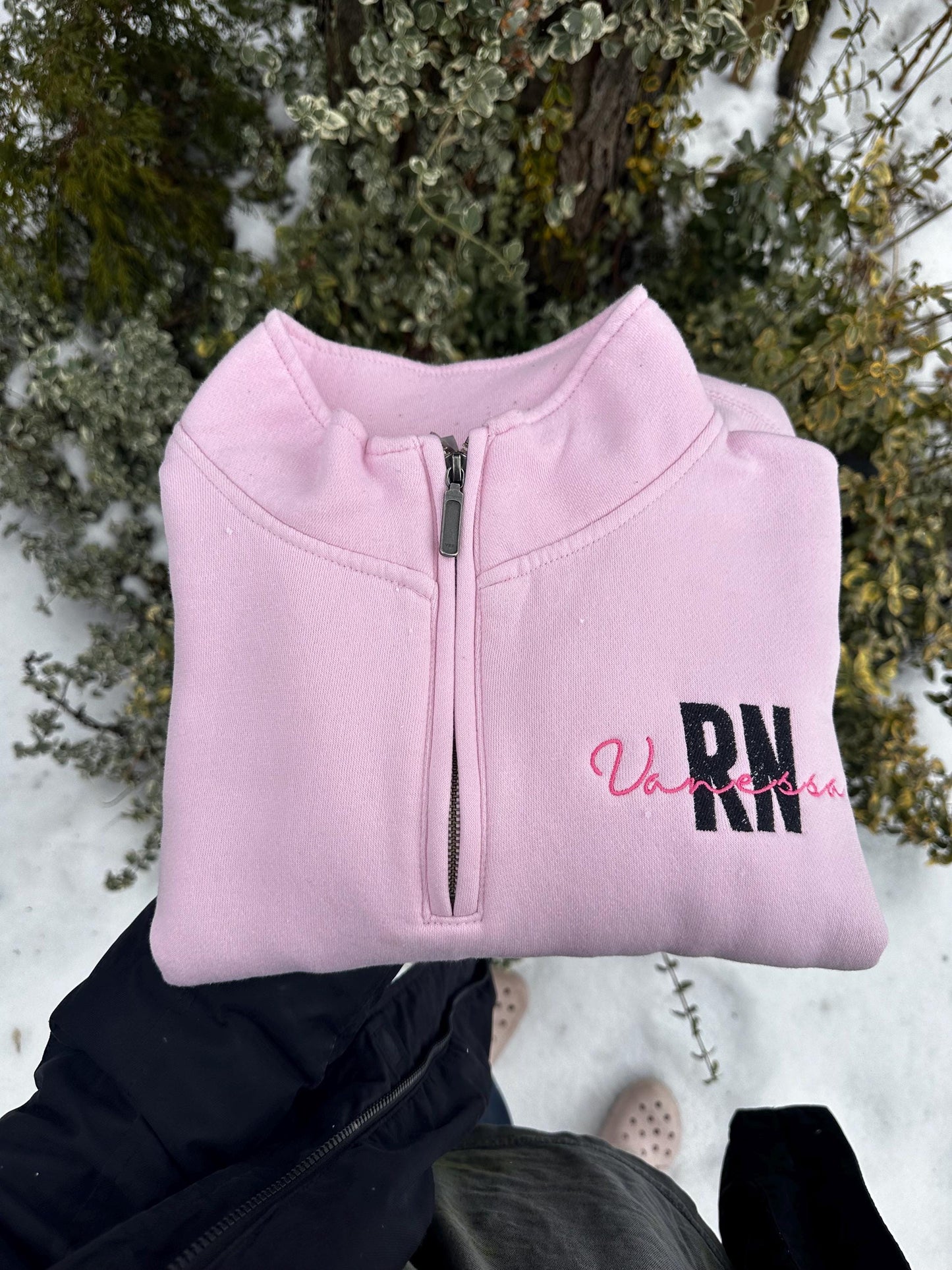 Custom RN Quarter Zip – Personalized Nurse Embroidered Pullover