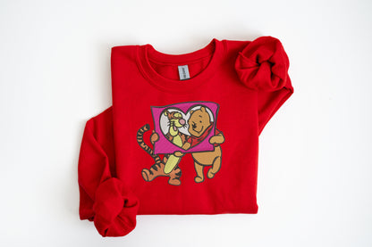 Best Friends Bear & Tiger Heart Embroidered Sweatshirt | Valentine Gift