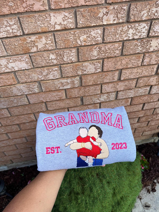 Custom Grandma EST. 2026 Embroidered Sweatshirt – Personalized Grandma Gift, Matching Outfit with Grandbaby, Sentimental Family Embroidery, Holiday Gift Idea