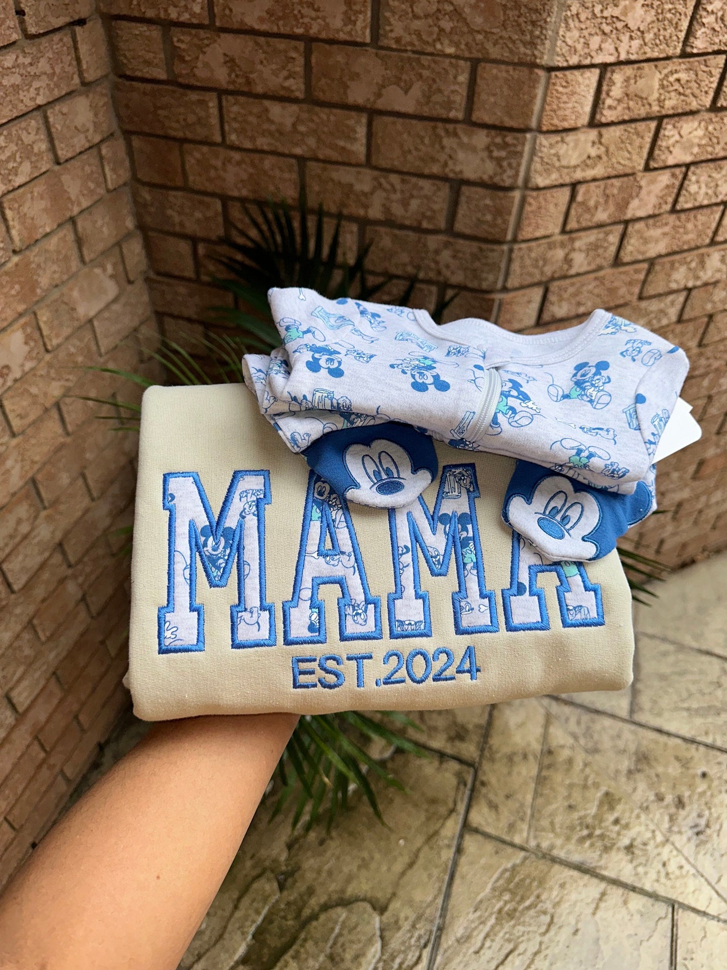 Custom Mama Portrait Sweatshirt – Personalized Embroidered Gift from Baby Onesie