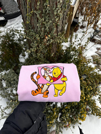 Best Friends Bear & Tiger Heart Embroidered Sweatshirt | Valentine Gift