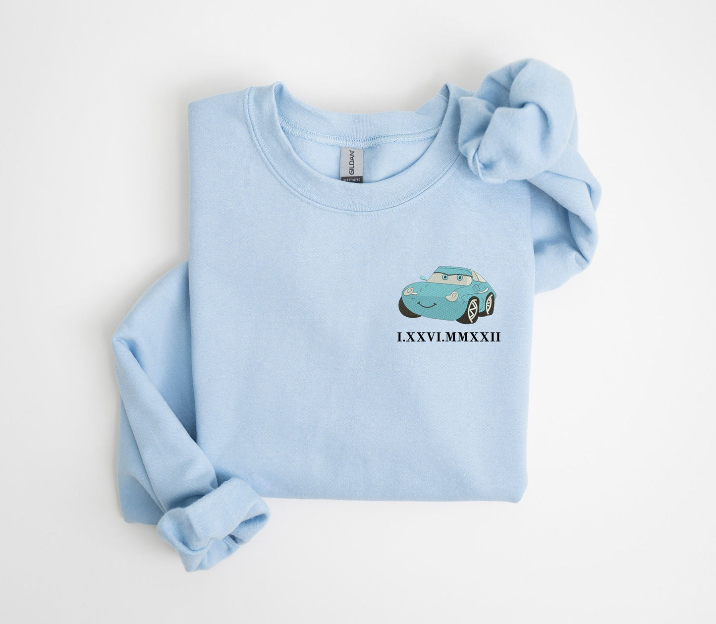 Custom Car Embroidered Sweatshirt & Hoodie – Personalized Roman Numeral Design