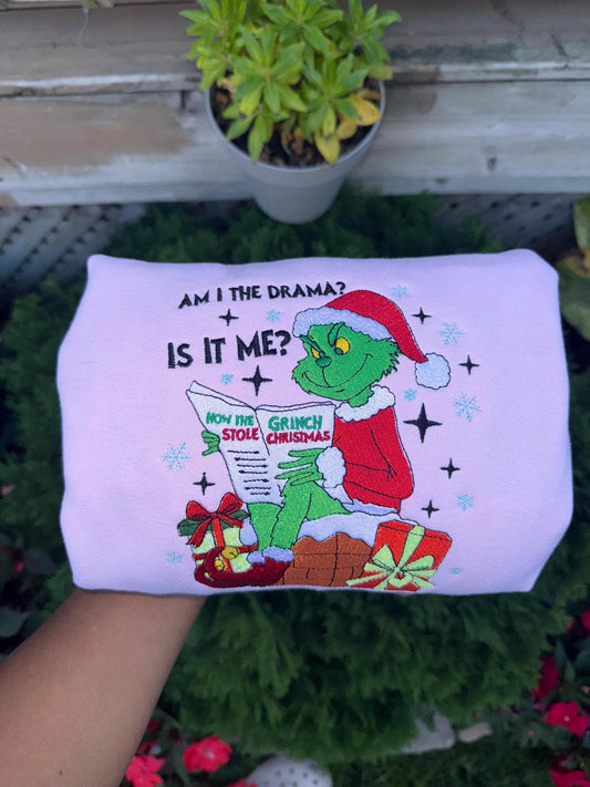 Sassy Holiday Drama Embroidered Crewneck & Hoodie – Funny Christmas Quote Sweatshirt