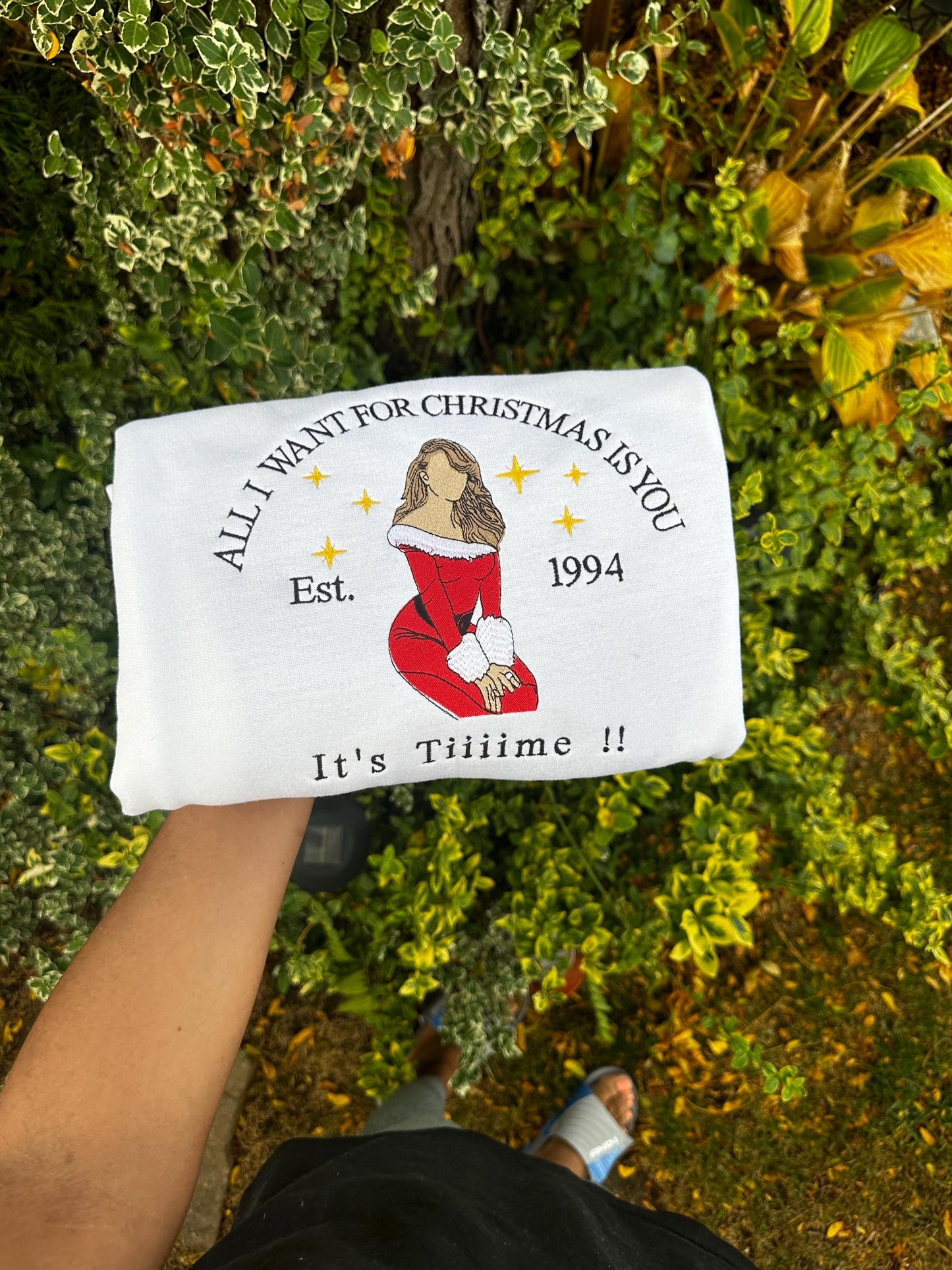 Holiday Pop Diva Embroidered Crewneck & Hoodie – Festive Red Dress Christmas Sweatshirt