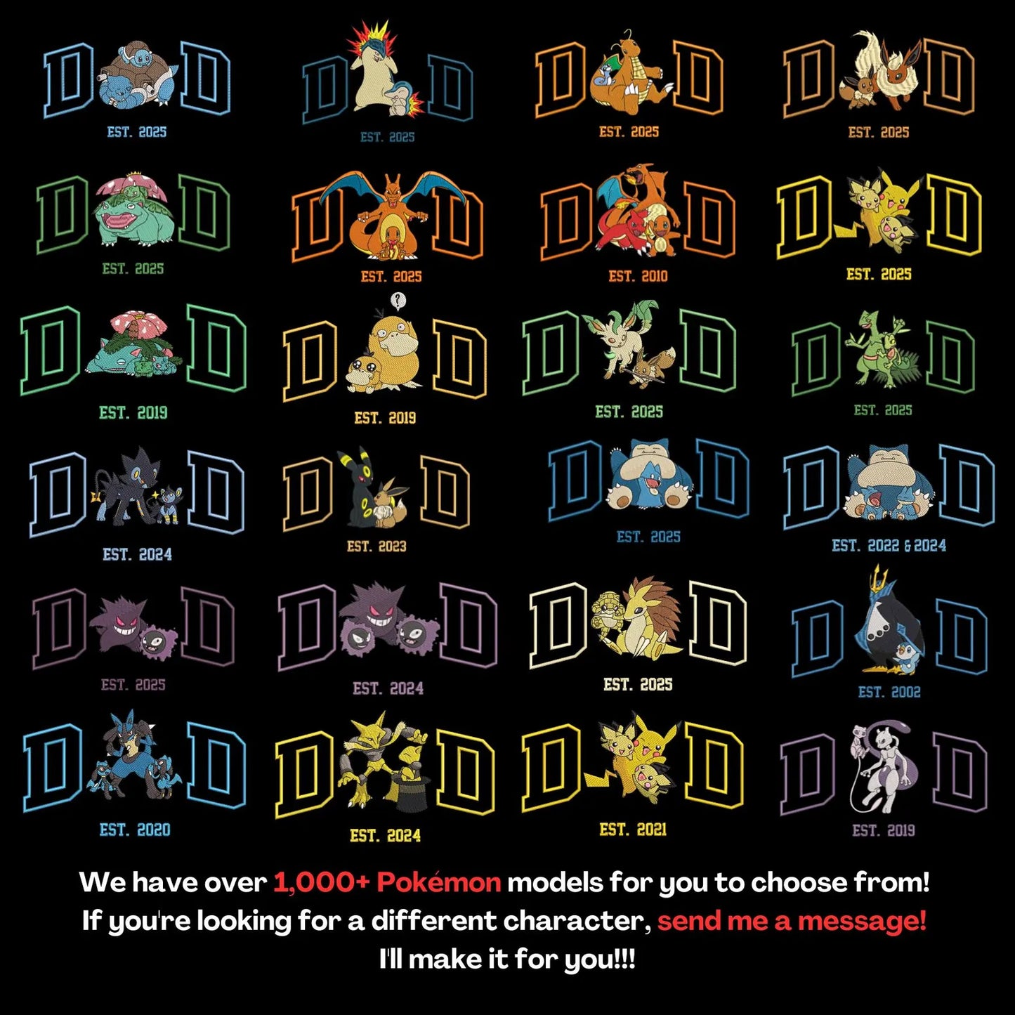 Custom Embroidered Character Dad Shirt