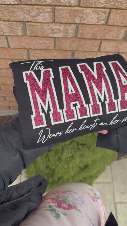 This MAMA Embroidered Sweatshirt – Custom Sleeve Names | Heart on Her Sleeve Glitter