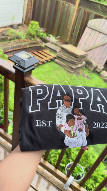 Custom Embroidered Papa EST. Shirt
