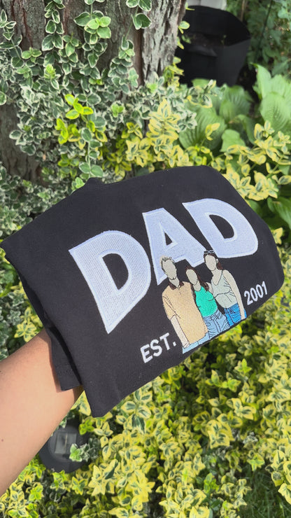 Custom DAD Embroidered Shirt with Portrait — Personalized Father’s Day Gift