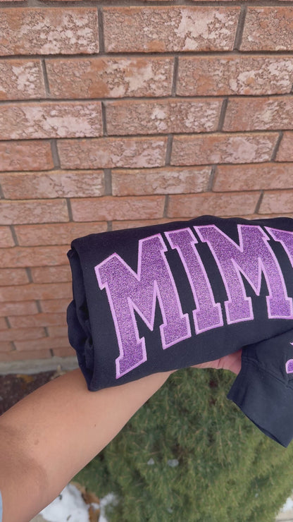 Custom Glitter MIMI Sweatshirt & Hoodie – Personalized Glitter Embroidered Crewneck (Grandma Gift, EST Year Option)